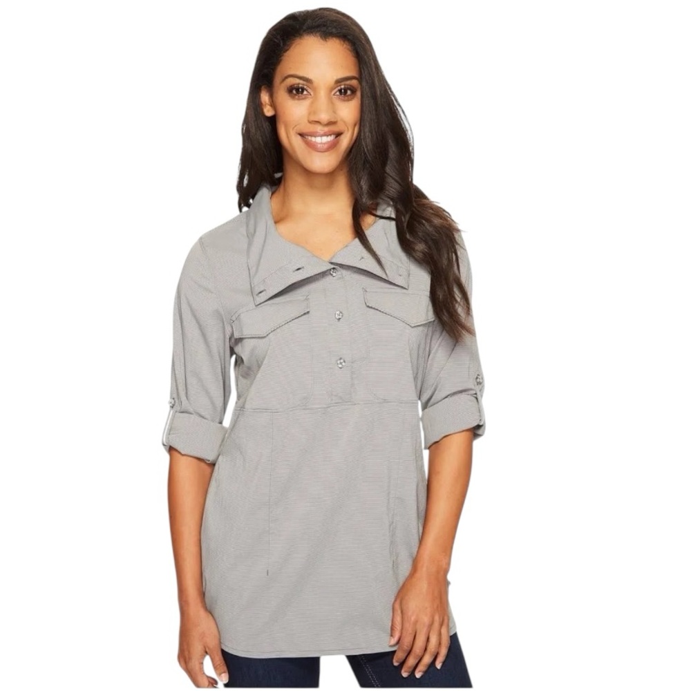 Mountain Hardwear Citypass Popover Top Gray Striped Sz M